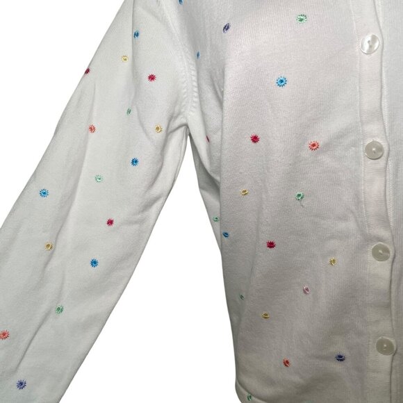 Talbots Vintage White Floral Embroidered Cardigan Sweater Size Medium - Picture 7 of 7
